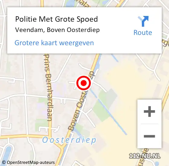 Locatie op kaart van de 112 melding: Politie Met Grote Spoed Naar Veendam, Boven Oosterdiep op 28 januari 2022 09:59