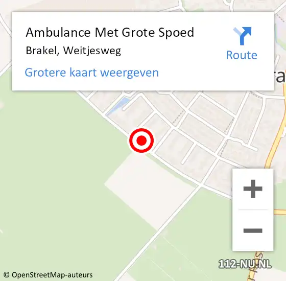 Locatie op kaart van de 112 melding: Ambulance Met Grote Spoed Naar Brakel, Weitjesweg op 28 januari 2022 10:11