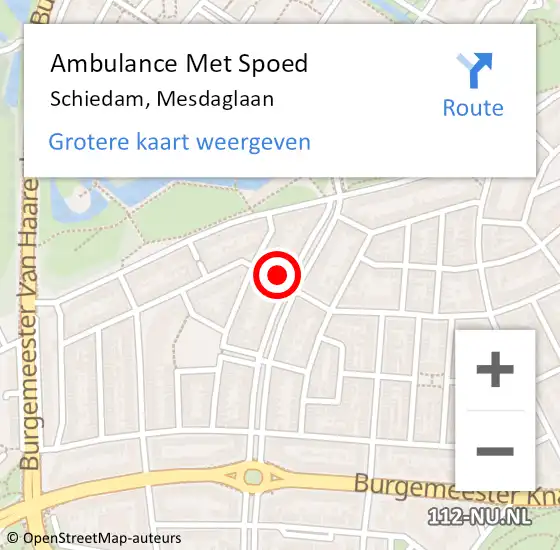 Locatie op kaart van de 112 melding: Ambulance Met Spoed Naar Schiedam, Mesdaglaan op 28 januari 2022 10:14