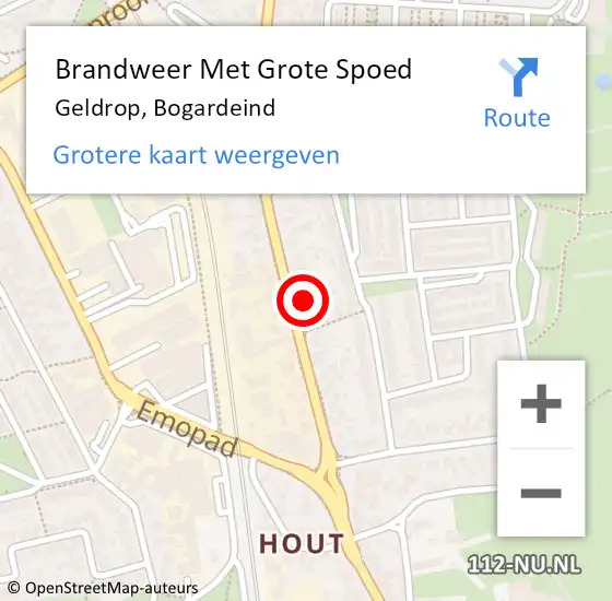 Locatie op kaart van de 112 melding: Brandweer Met Grote Spoed Naar Geldrop, Bogardeind op 28 januari 2022 10:32