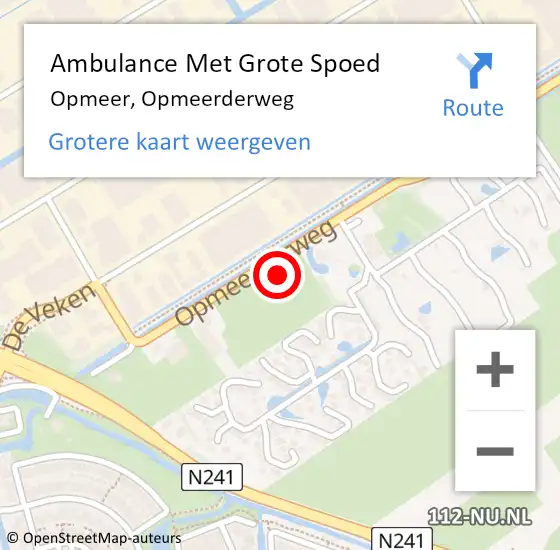 Locatie op kaart van de 112 melding: Ambulance Met Grote Spoed Naar Opmeer, Opmeerderweg op 28 januari 2022 10:36