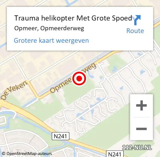 Locatie op kaart van de 112 melding: Trauma helikopter Met Grote Spoed Naar Opmeer, Opmeerderweg op 28 januari 2022 10:38