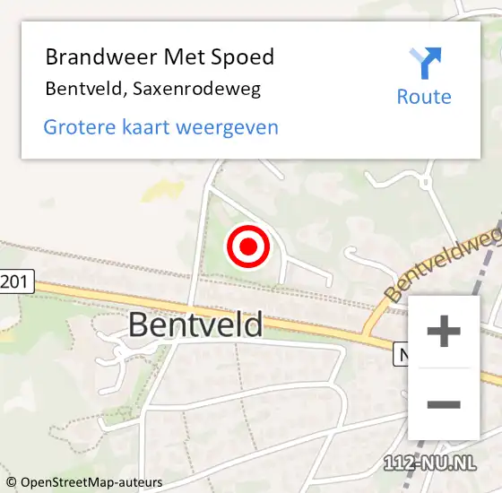 Locatie op kaart van de 112 melding: Brandweer Met Spoed Naar Bentveld, Saxenrodeweg op 28 januari 2022 10:50
