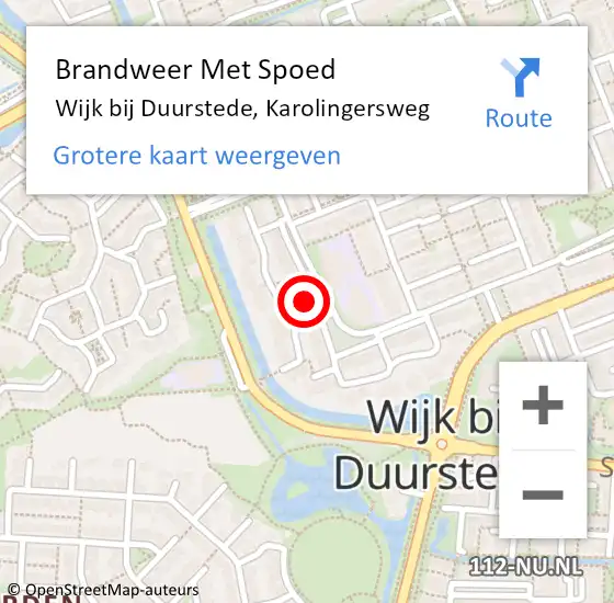 Locatie op kaart van de 112 melding: Brandweer Met Spoed Naar Wijk bij Duurstede, Karolingersweg op 28 januari 2022 11:10