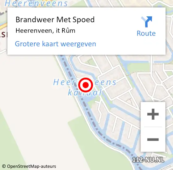 Locatie op kaart van de 112 melding: Brandweer Met Spoed Naar Heerenveen, it Rûm op 28 januari 2022 11:10