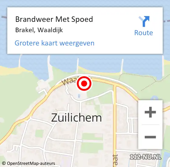 Locatie op kaart van de 112 melding: Brandweer Met Spoed Naar Brakel, Waaldijk op 28 januari 2022 11:23