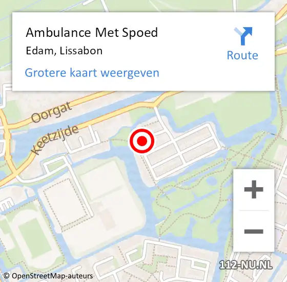 Locatie op kaart van de 112 melding: Ambulance Met Spoed Naar Edam, Lissabon op 28 januari 2022 11:26