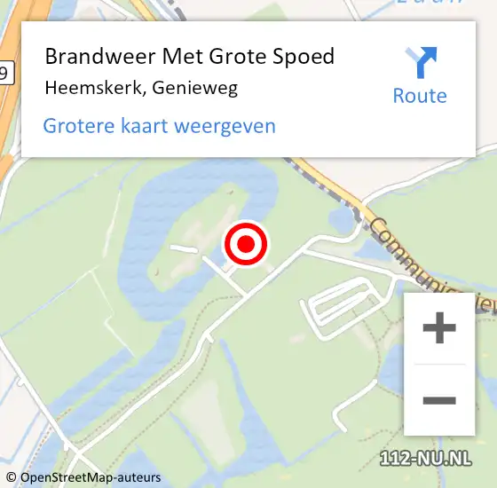 Locatie op kaart van de 112 melding: Brandweer Met Grote Spoed Naar Heemskerk, Genieweg op 28 januari 2022 11:49