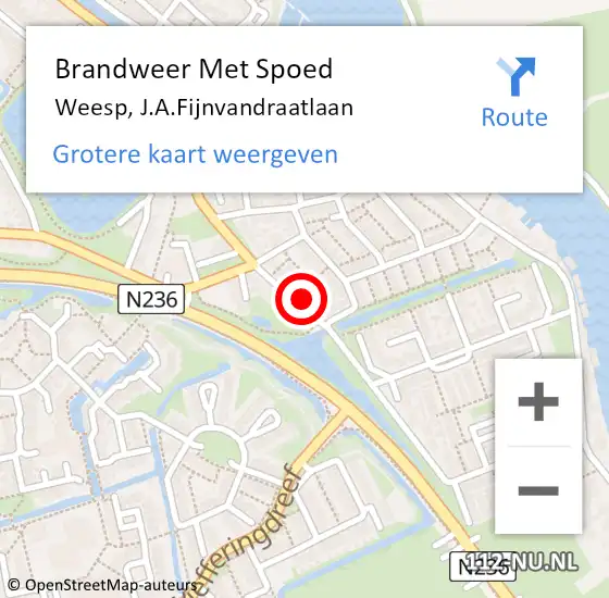 Locatie op kaart van de 112 melding: Brandweer Met Spoed Naar Weesp, J.A.Fijnvandraatlaan op 28 januari 2022 11:52