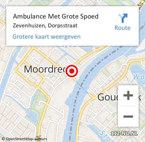 Locatie op kaart van de 112 melding: Ambulance Met Grote Spoed Naar Zevenhuizen, Dorpsstraat op 28 januari 2022 12:08