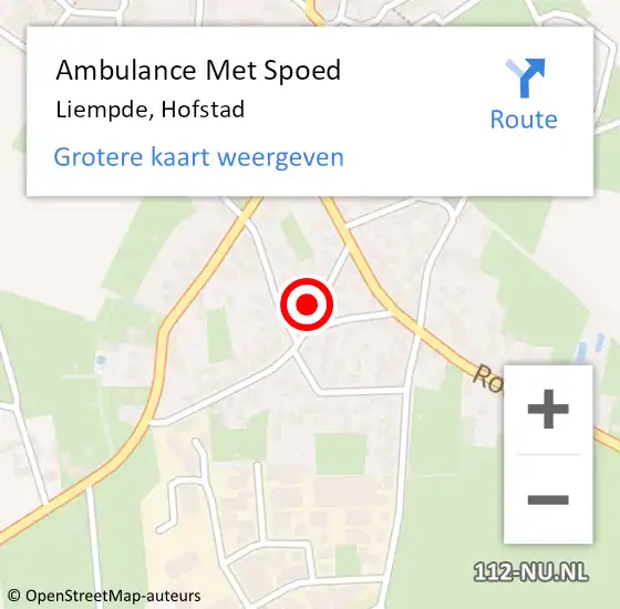 Locatie op kaart van de 112 melding: Ambulance Met Spoed Naar Liempde, Hofstad op 6 juli 2014 15:57