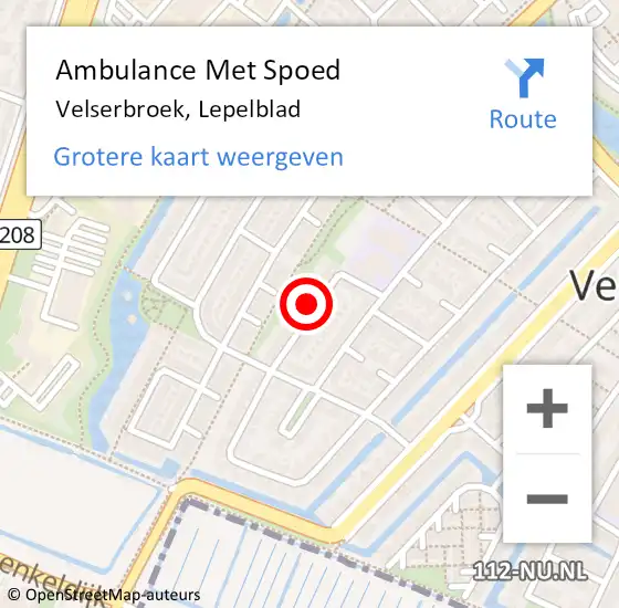 Locatie op kaart van de 112 melding: Ambulance Met Spoed Naar Velserbroek, Lepelblad op 28 januari 2022 12:20