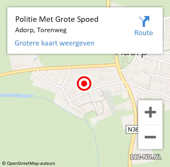 Locatie op kaart van de 112 melding: Politie Met Grote Spoed Naar Adorp, Torenweg op 28 januari 2022 12:25