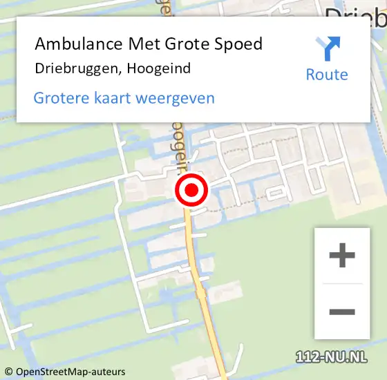 Locatie op kaart van de 112 melding: Ambulance Met Grote Spoed Naar Driebruggen, Hoogeind op 6 juli 2014 16:00