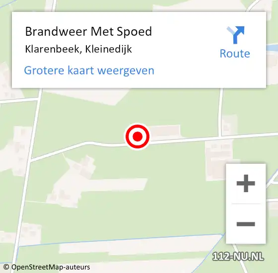 Locatie op kaart van de 112 melding: Brandweer Met Spoed Naar Klarenbeek, Kleinedijk op 28 januari 2022 12:36