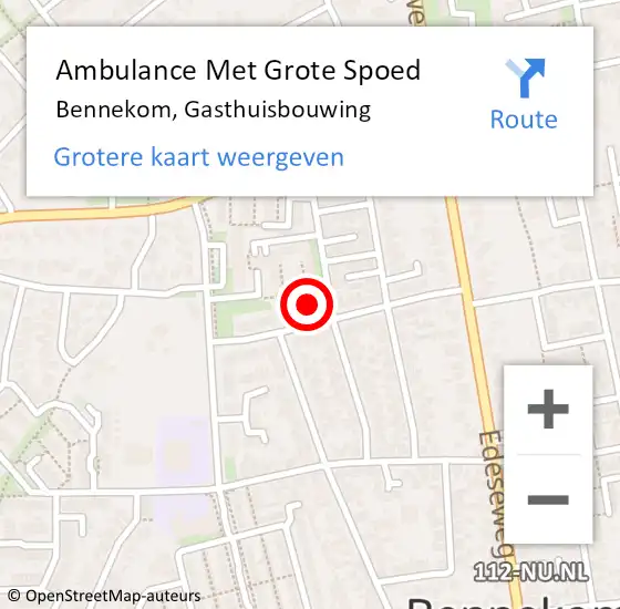 Locatie op kaart van de 112 melding: Ambulance Met Grote Spoed Naar Bennekom, Gasthuisbouwing op 28 januari 2022 12:39