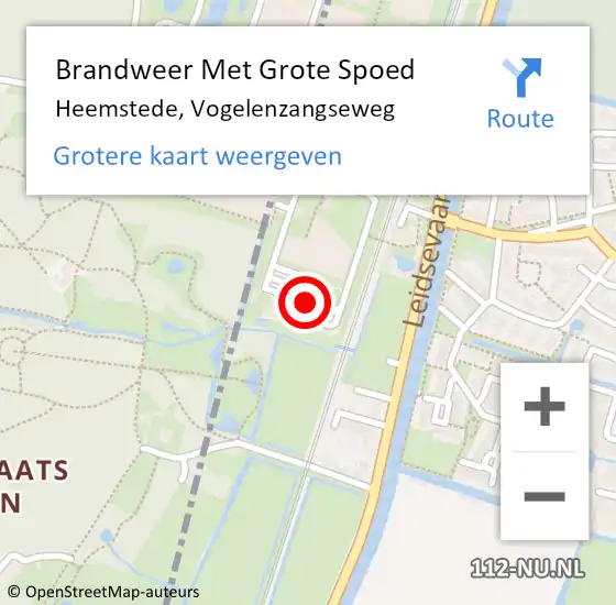 Locatie op kaart van de 112 melding: Brandweer Met Grote Spoed Naar Heemstede, Vogelenzangseweg op 28 januari 2022 12:42