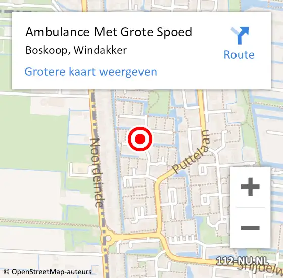 Locatie op kaart van de 112 melding: Ambulance Met Grote Spoed Naar Boskoop, Windakker op 28 januari 2022 12:57