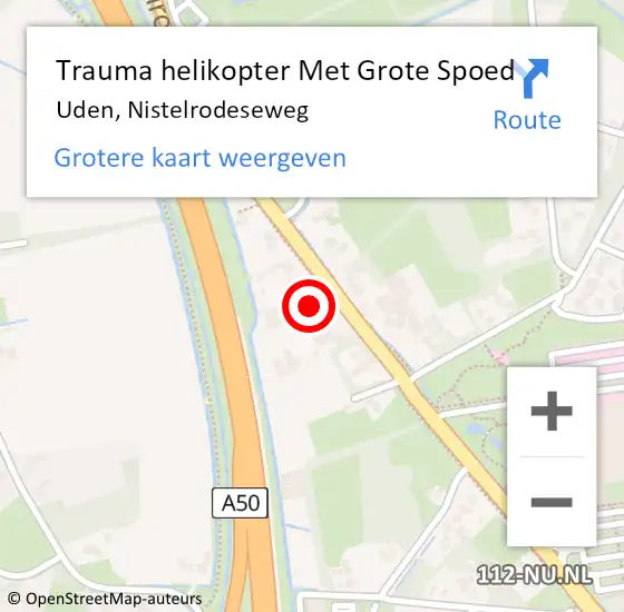 Locatie op kaart van de 112 melding: Trauma helikopter Met Grote Spoed Naar Uden, Nistelrodeseweg op 28 januari 2022 13:11