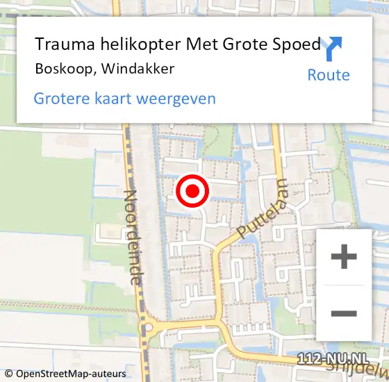 Locatie op kaart van de 112 melding: Trauma helikopter Met Grote Spoed Naar Boskoop, Windakker op 28 januari 2022 13:12