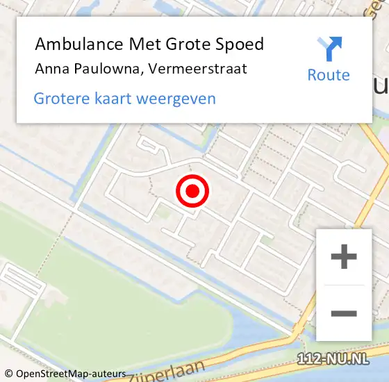 Locatie op kaart van de 112 melding: Ambulance Met Grote Spoed Naar Anna Paulowna, Vermeerstraat op 28 januari 2022 13:29