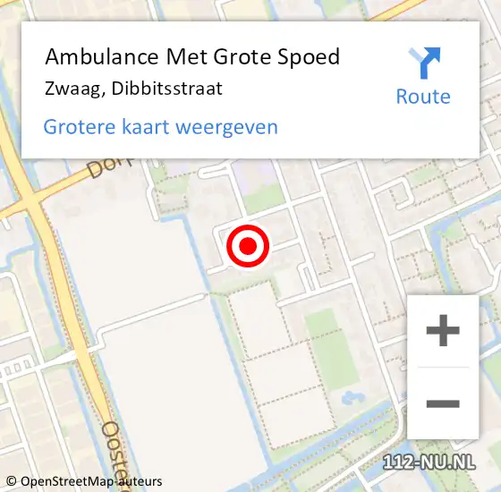 Locatie op kaart van de 112 melding: Ambulance Met Grote Spoed Naar Zwaag, Dibbitsstraat op 28 januari 2022 13:41