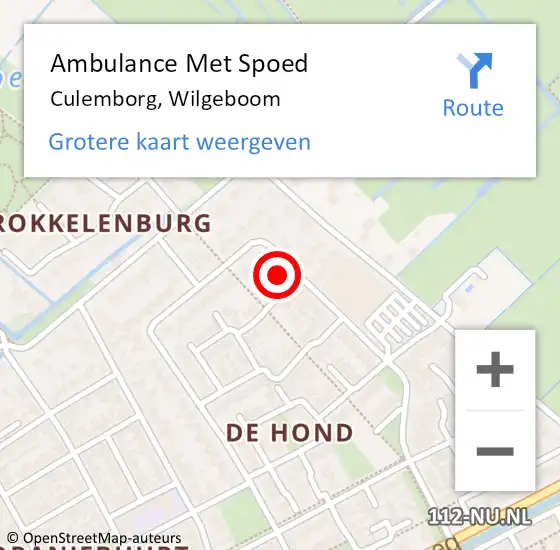 Locatie op kaart van de 112 melding: Ambulance Met Spoed Naar Culemborg, Wilgeboom op 28 januari 2022 13:43