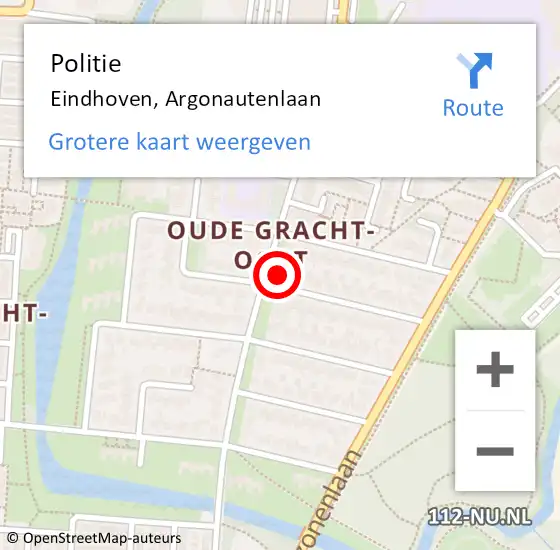 Locatie op kaart van de 112 melding: Politie Eindhoven, Argonautenlaan op 28 januari 2022 13:44