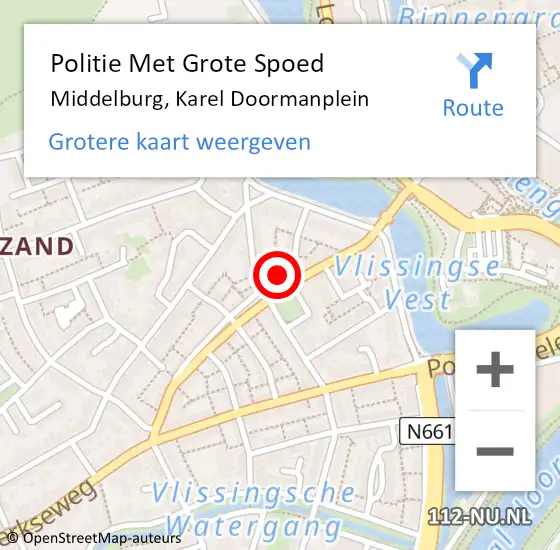 Locatie op kaart van de 112 melding: Politie Met Grote Spoed Naar Middelburg, Karel Doormanplein op 28 januari 2022 13:45