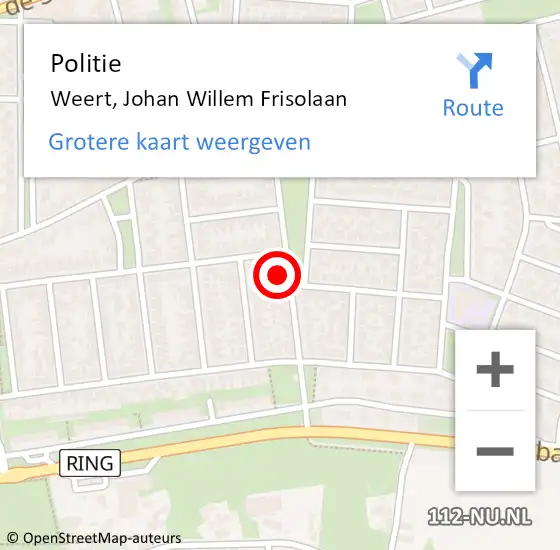 Locatie op kaart van de 112 melding: Politie Weert, Johan Willem Frisolaan op 28 januari 2022 13:53