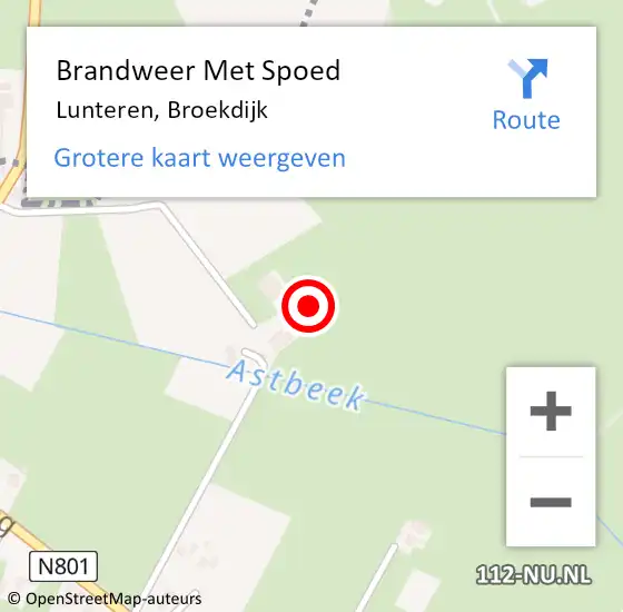 Locatie op kaart van de 112 melding: Brandweer Met Spoed Naar Lunteren, Broekdijk op 28 januari 2022 14:09