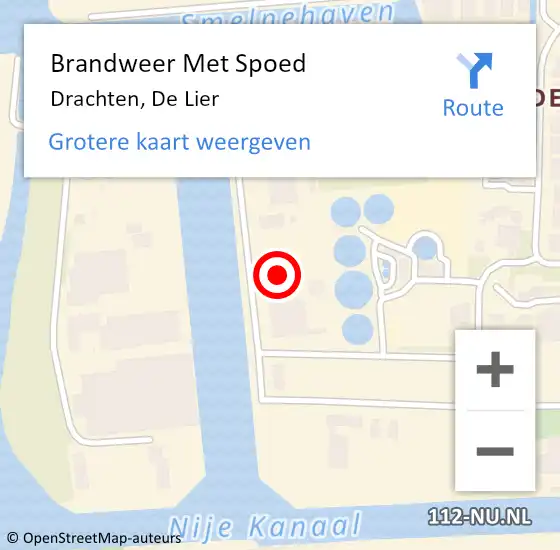 Locatie op kaart van de 112 melding: Brandweer Met Spoed Naar Drachten, De Lier op 28 januari 2022 14:27