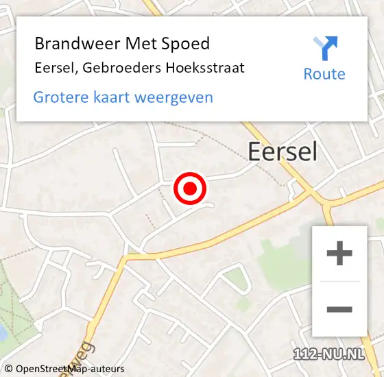 Locatie op kaart van de 112 melding: Brandweer Met Spoed Naar Eersel, Gebroeders Hoeksstraat op 28 januari 2022 14:28