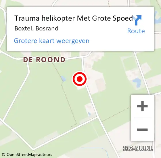 Locatie op kaart van de 112 melding: Trauma helikopter Met Grote Spoed Naar Boxtel, Bosrand op 28 januari 2022 14:38