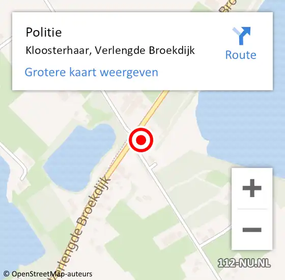 Locatie op kaart van de 112 melding: Politie Kloosterhaar, Verlengde Broekdijk op 28 januari 2022 14:41