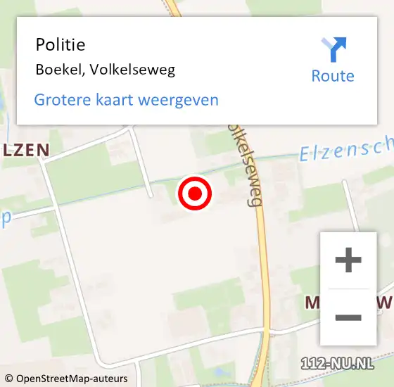Locatie op kaart van de 112 melding: Politie Boekel, Volkelseweg op 28 januari 2022 14:43