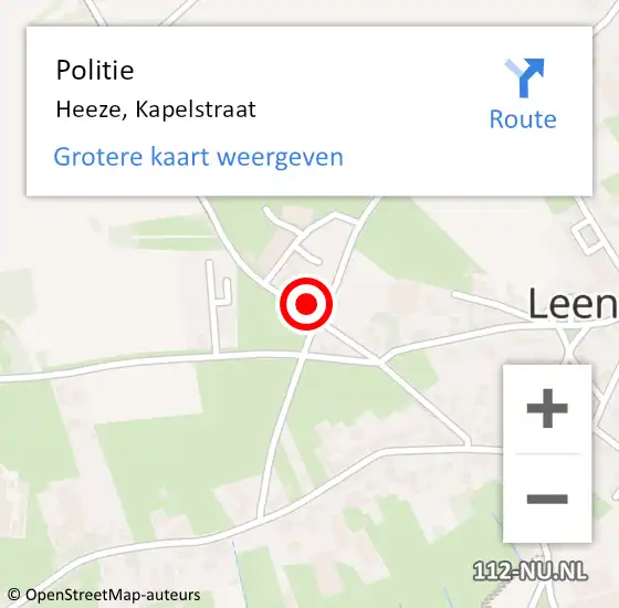 Locatie op kaart van de 112 melding: Politie Heeze, Kapelstraat op 28 januari 2022 14:59