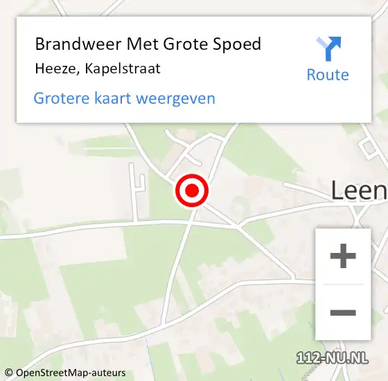 Locatie op kaart van de 112 melding: Brandweer Met Grote Spoed Naar Heeze, Kapelstraat op 28 januari 2022 15:00