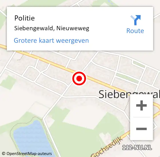 Locatie op kaart van de 112 melding: Politie Siebengewald, Nieuweweg op 28 januari 2022 15:00
