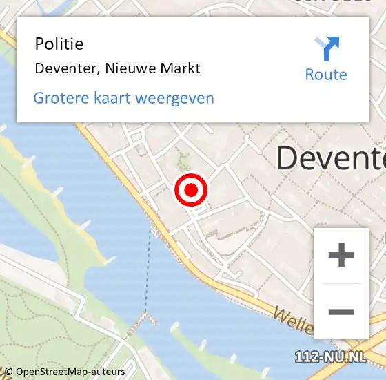 Locatie op kaart van de 112 melding: Politie Deventer, Nieuwe Markt op 28 januari 2022 15:06