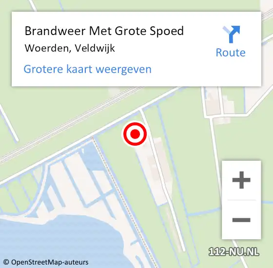 Locatie op kaart van de 112 melding: Brandweer Met Grote Spoed Naar Woerden, Veldwijk op 28 januari 2022 15:09