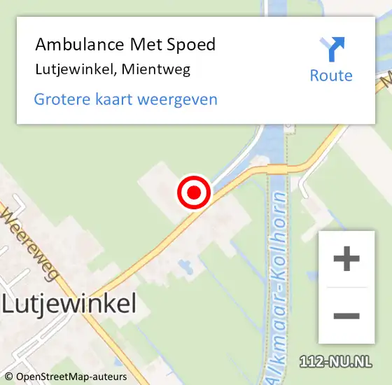 Locatie op kaart van de 112 melding: Ambulance Met Spoed Naar Lutjewinkel, Mientweg op 28 januari 2022 15:15