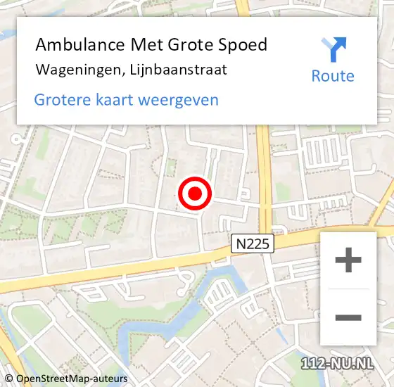 Locatie op kaart van de 112 melding: Ambulance Met Grote Spoed Naar Wageningen, Lijnbaanstraat op 28 januari 2022 15:17