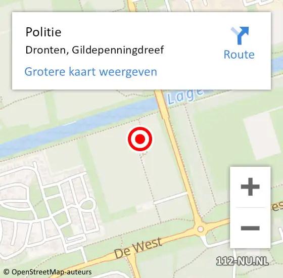 Locatie op kaart van de 112 melding: Politie Dronten, Gildepenningdreef op 28 januari 2022 15:31