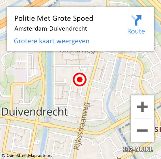 Locatie op kaart van de 112 melding: Politie Met Grote Spoed Naar Amsterdam-Duivendrecht op 28 januari 2022 15:33