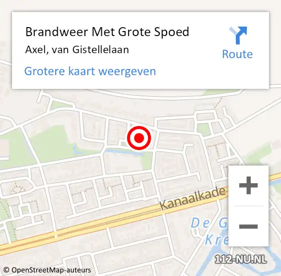 Locatie op kaart van de 112 melding: Brandweer Met Grote Spoed Naar Axel, van Gistellelaan op 28 januari 2022 15:36