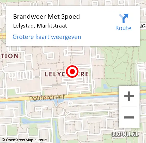 Locatie op kaart van de 112 melding: Brandweer Met Spoed Naar Lelystad, Marktstraat op 28 januari 2022 15:39