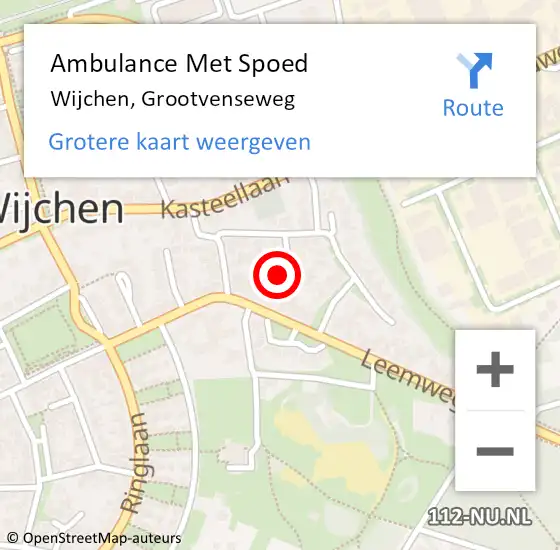 Locatie op kaart van de 112 melding: Ambulance Met Spoed Naar Wijchen, Grootvenseweg op 28 januari 2022 15:46