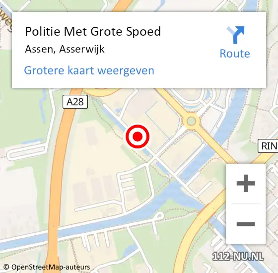 Locatie op kaart van de 112 melding: Politie Met Grote Spoed Naar Assen, Asserwijk op 28 januari 2022 15:53