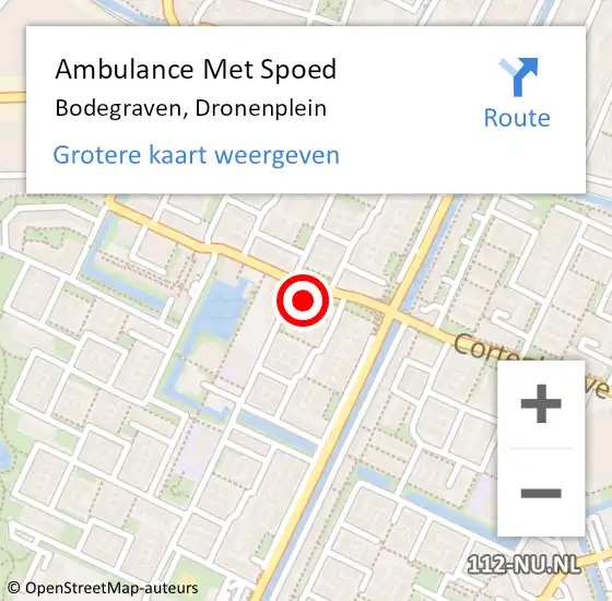 Locatie op kaart van de 112 melding: Ambulance Met Spoed Naar Bodegraven, Dronenplein op 28 januari 2022 15:56